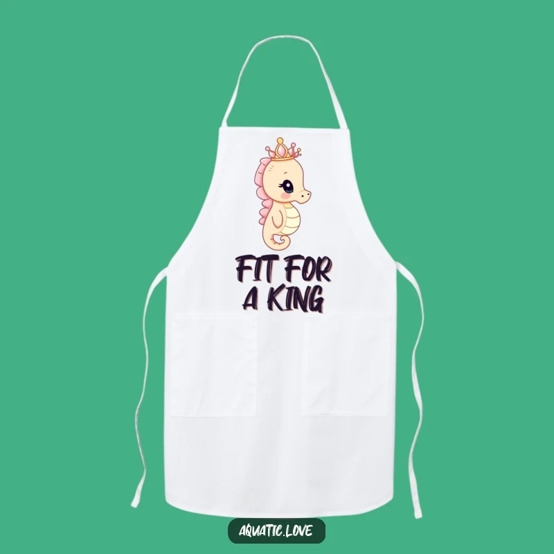 Funny Seahorse Crown Apron: Regal Chef, Kitchen Charm, Great Funny Gift for Cooks