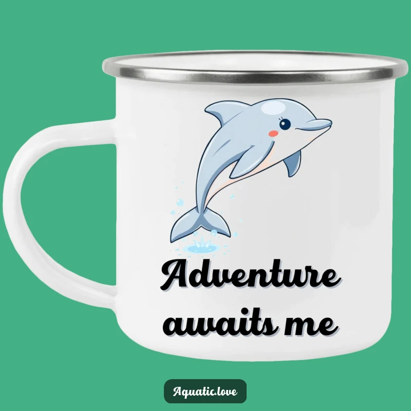 Funny Dolphin Leap Camping Mug: Playful Buddy, Outdoor Fun, Rugged Funny Gift