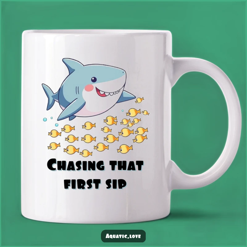 Funny Playful Shark Mug: Chasing Fish Fun, Perfect Funny Gift