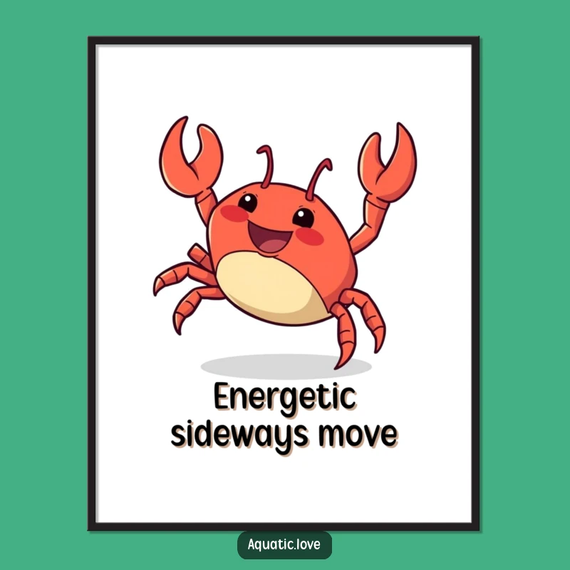 Funny Crab Scuttle Digital Art: Energetic Character, Instant Funny Gift