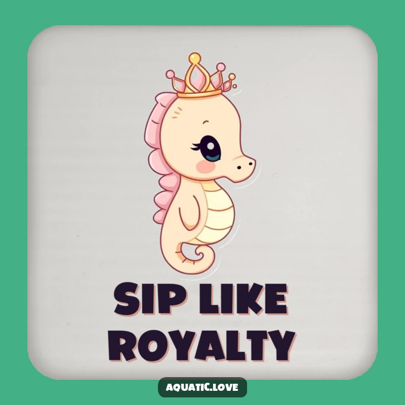 Funny Seahorse Crown Coaster: Curious Protector, Regal Humor, Set of Funny Gifts