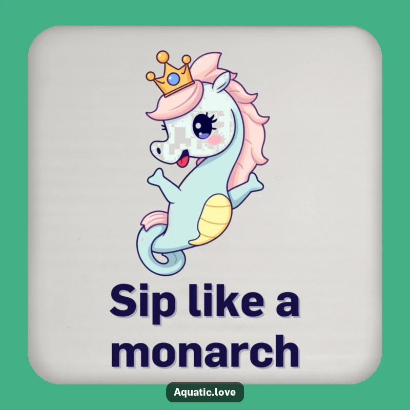 Funny Seahorse Crown Coaster: Royal Protection, Chic Funny Gift