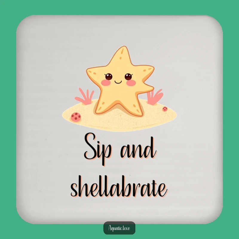Funny Starfish Flippers Coaster: Cheerful Protector, Sandy Humor, Set of Funny Gifts