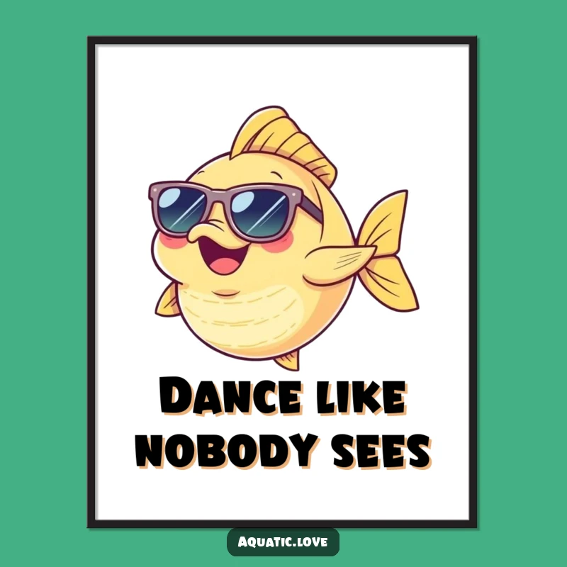 Funny Dancing Fish Poster: Cheerful Character Art, Hilarious Wall Decor Gift