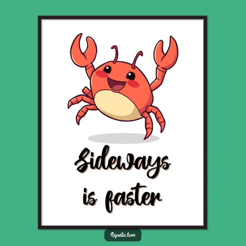 Funny Crab Scuttle Poster: Energetic Art, Coastal Funny Gift