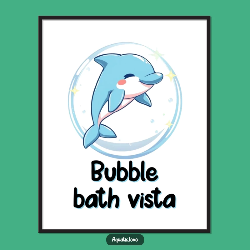 Funny Dolphin Bubble Leap Poster - Aquatic Art, Cheerful Funny Gift for Wall Decor