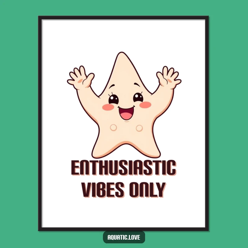 Funny Starfish Wave Poster - Cheerful Wall Art, Delightful Funny Gift for Coastal Decor