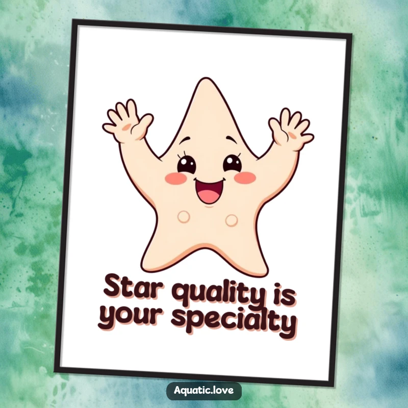 Free Printable Wall Art: A cheerful starfish enthusiastically waving all its arms, adding a fun, beachy feel to decor.