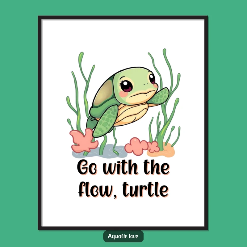 Free Printable Turtle Wall Art: Determined Sea Turtle Decor Download