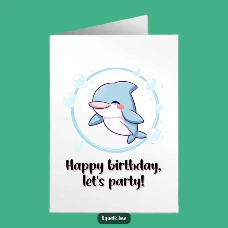 Free Printable Funny Birthday Card: Giggling Dolphin Bubbles, Joyful Downloadable Gift