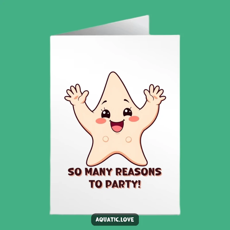 Free Printable Starfish Birthday Card: Cheerful Waving Fun DIY Downloadable Gift