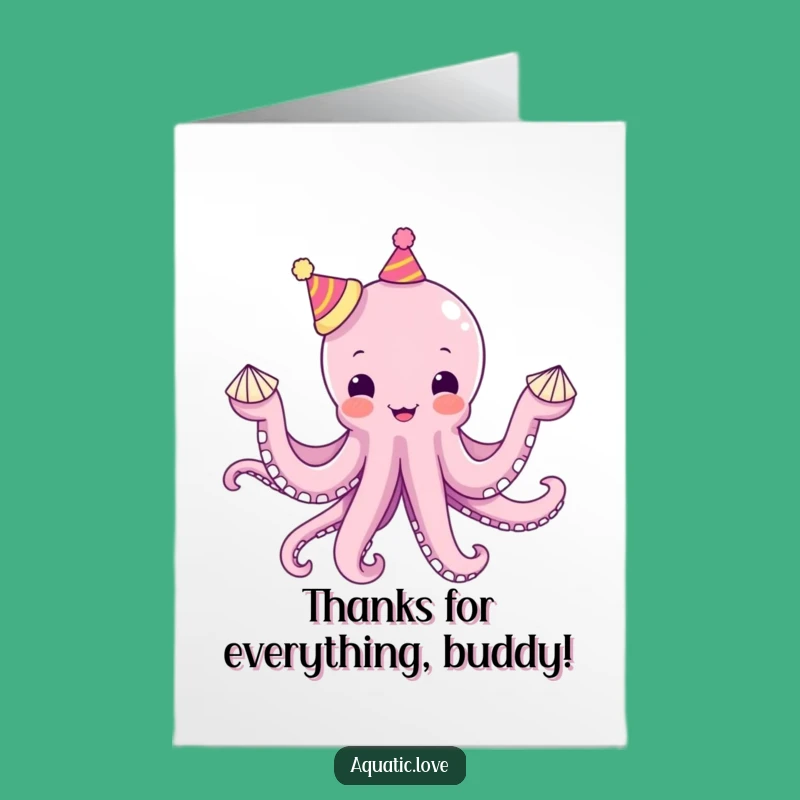 Free Printable Thank You Card: Juggling Octopus Funny Downloadable Gift for Thanks