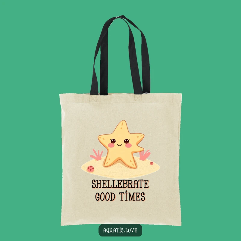 Funny Starfish Flippers Tote Bag: Cheerful Winker, Beach Ready, Handy Funny Gift